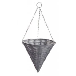 35cm (14") Rattan Effect Dark Grey Hanging Cone