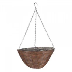 Hozelock Lola Shop 21 14'' Chestnut Faux Rattan Hanging Basket