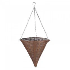 Hozelock Lola Shop 23 14'' Chestnut Faux Rattan Hanging Cone