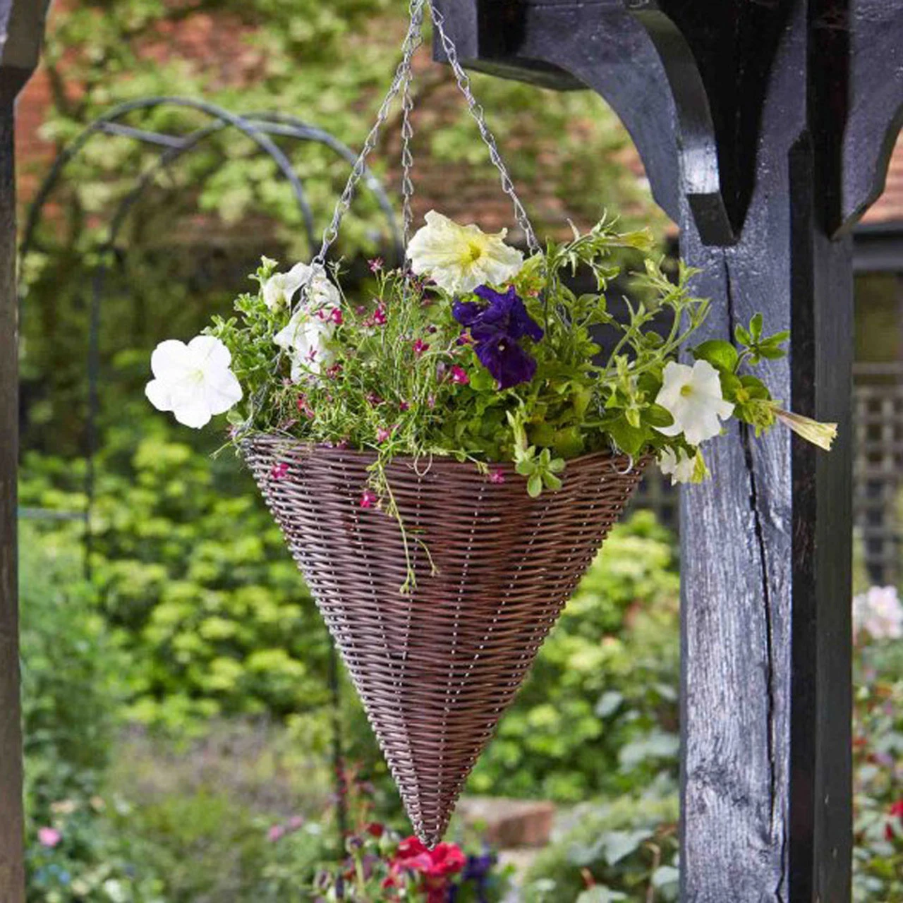 14'' Chestnut Faux Rattan Hanging Cone 4 14'' Chestnut Faux Rattan Hanging Cone - Image 2